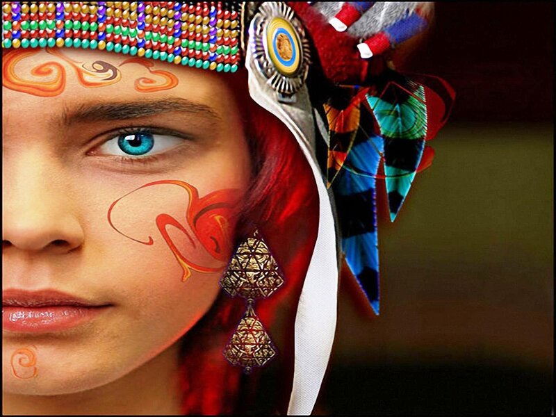 Person with Face Paint — Red, Dramatic