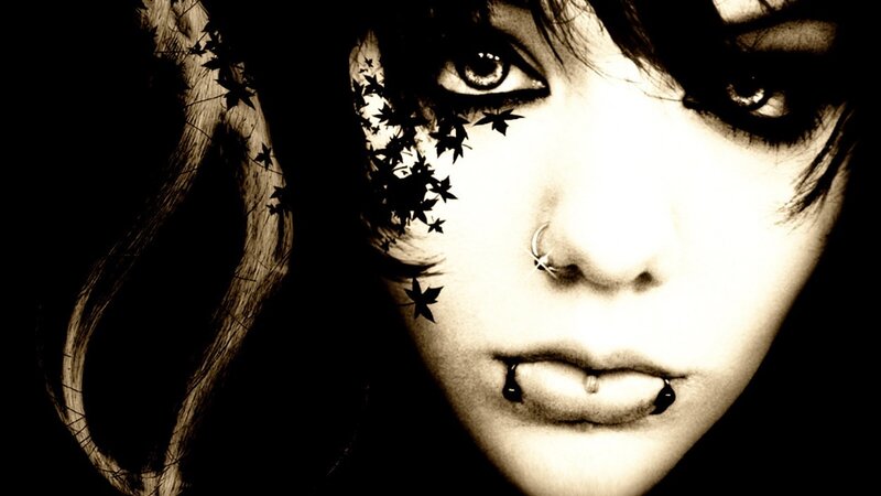 Person with Facial Piercings — Black, Dramatic
