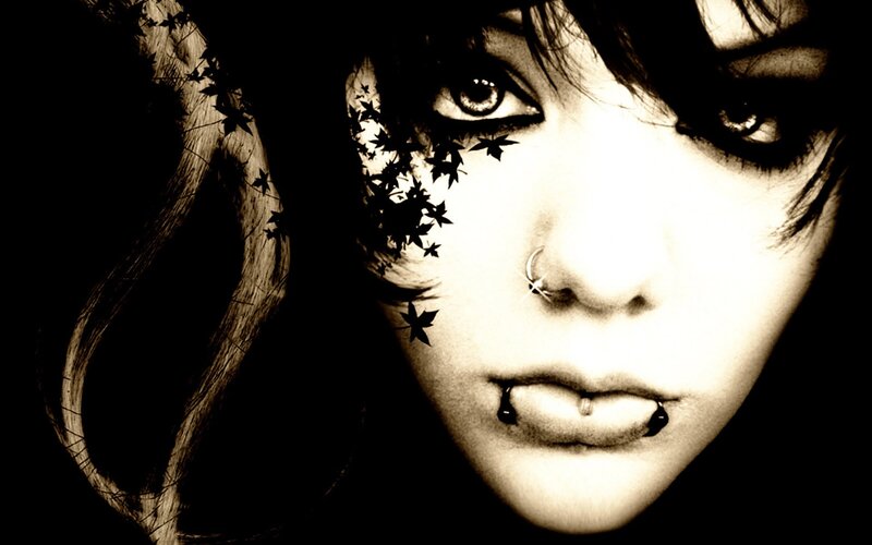 Person with Facial Piercings — Black