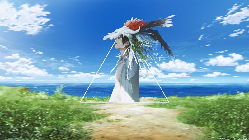 Person with Feathered Headdress — Blue
