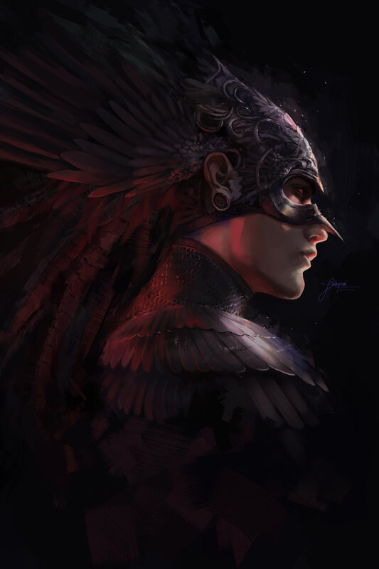Person with Feathered Helmet