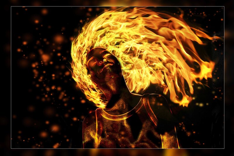 person with fiery hair