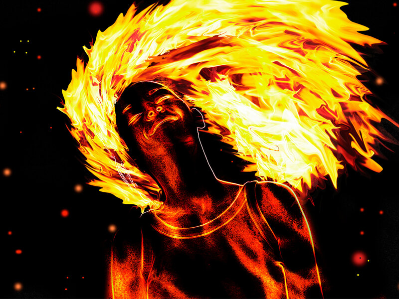 person with fiery hair
