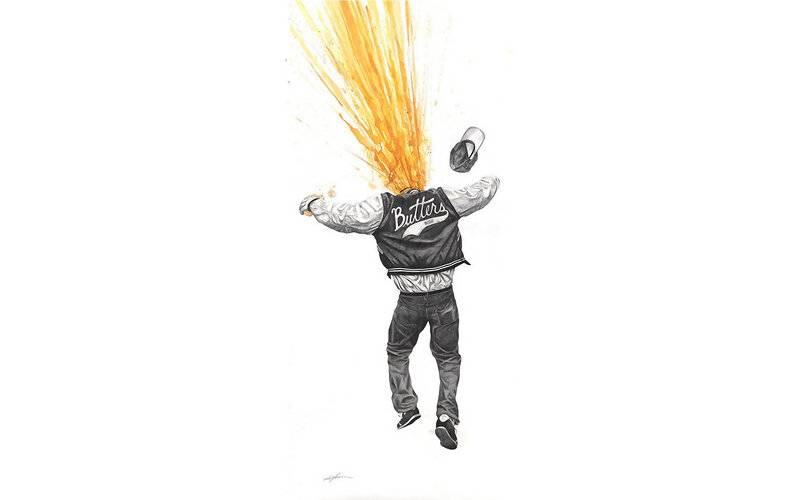 person with fire from head