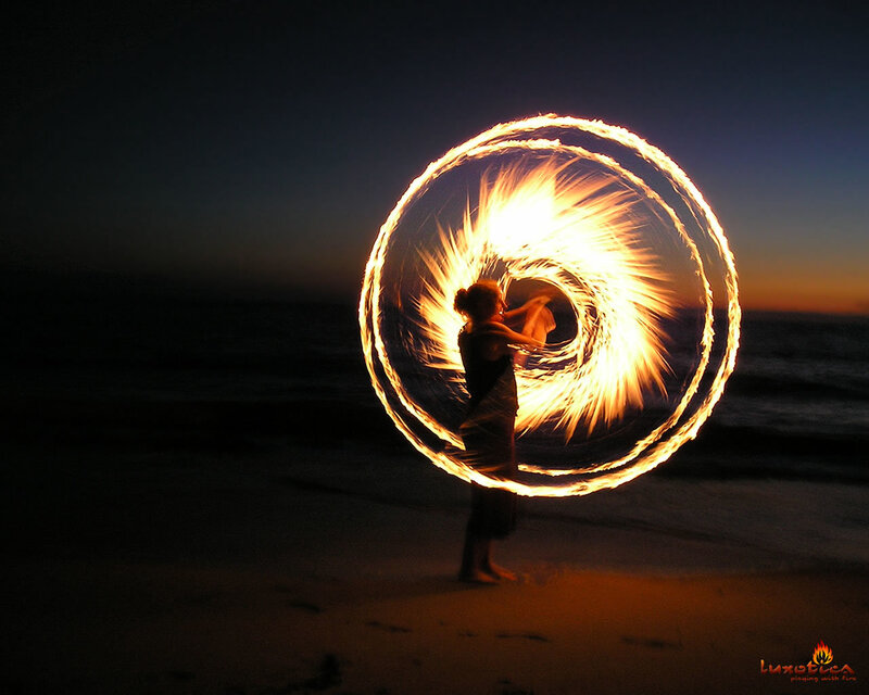 Person with Fire Hoop