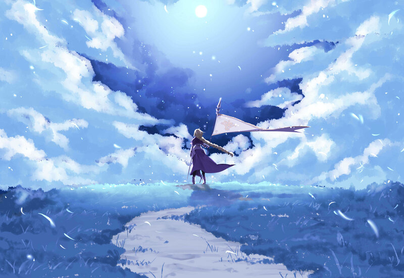 Person with Flag in Field