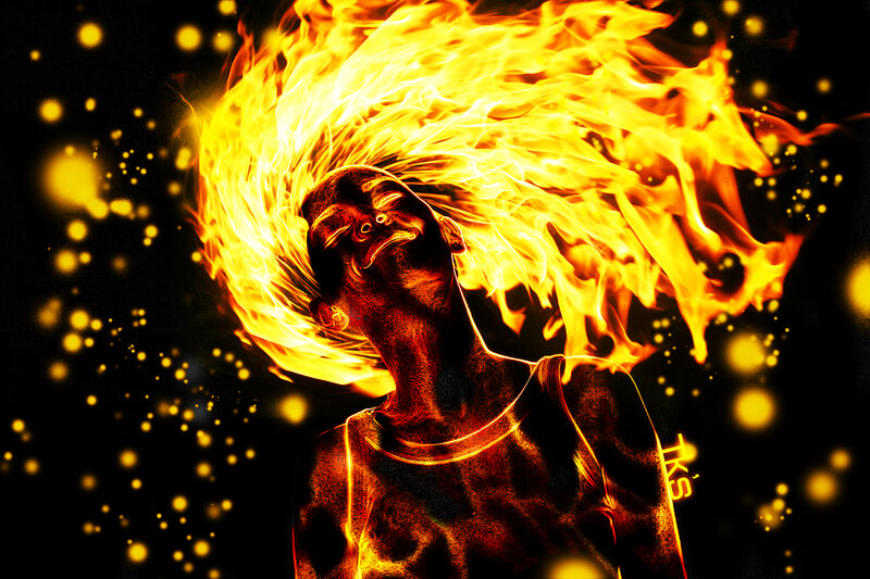Person with Flaming Hair — Black