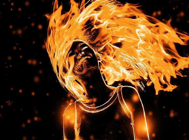 Person with Flaming Hair — Orange