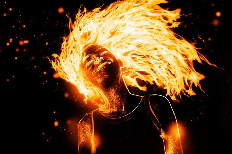 Person with Flaming Hair