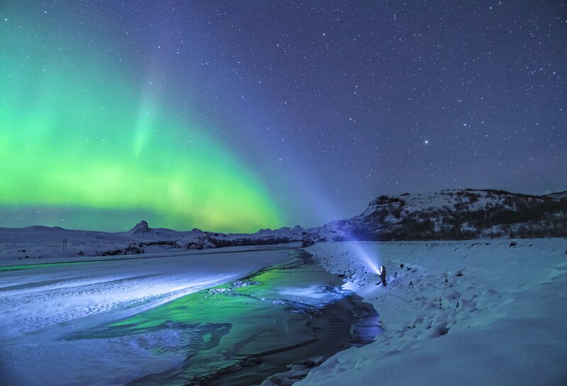 Person with Flashlight — Green
