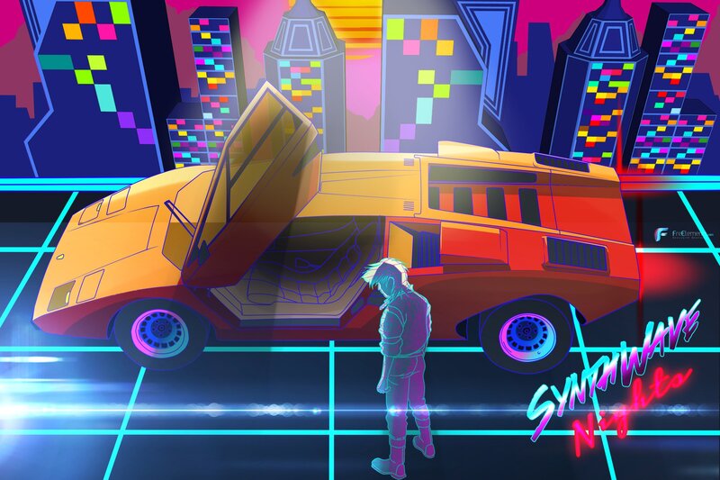 Person with Futuristic Car — Blue