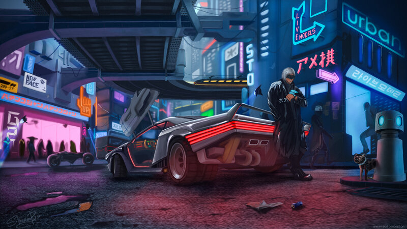 Person with Futuristic Car
