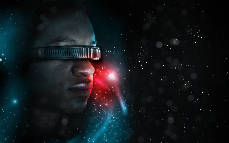 person with futuristic glasses