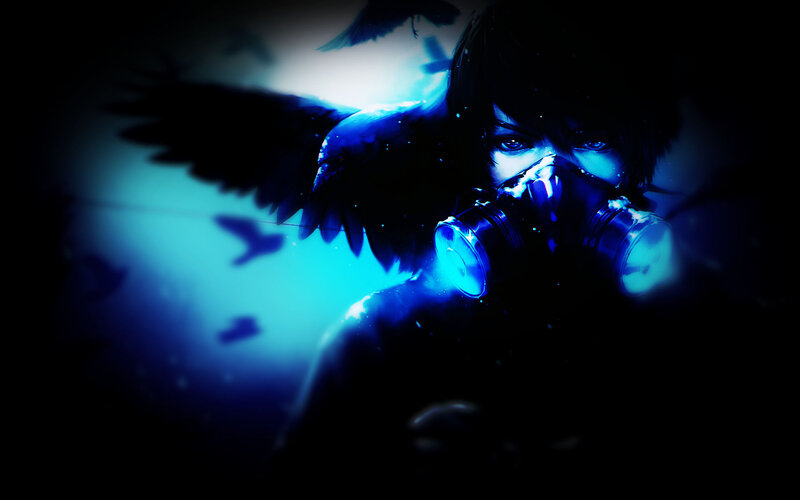 Person with Gas Mask — Blue, Dark
