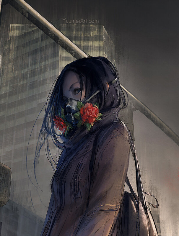 Person with Gas Mask — Gray
