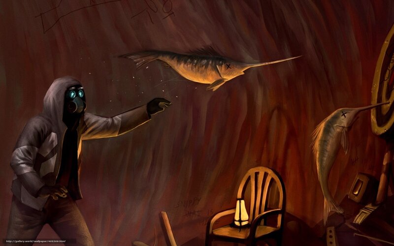 person with gas mask in cave
