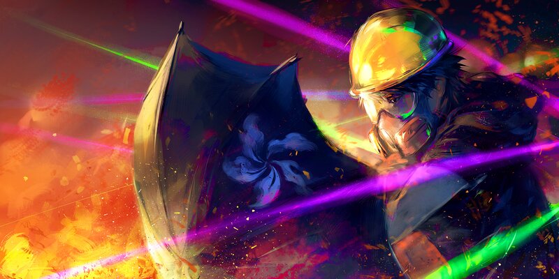 Person with Gas Mask — Purple