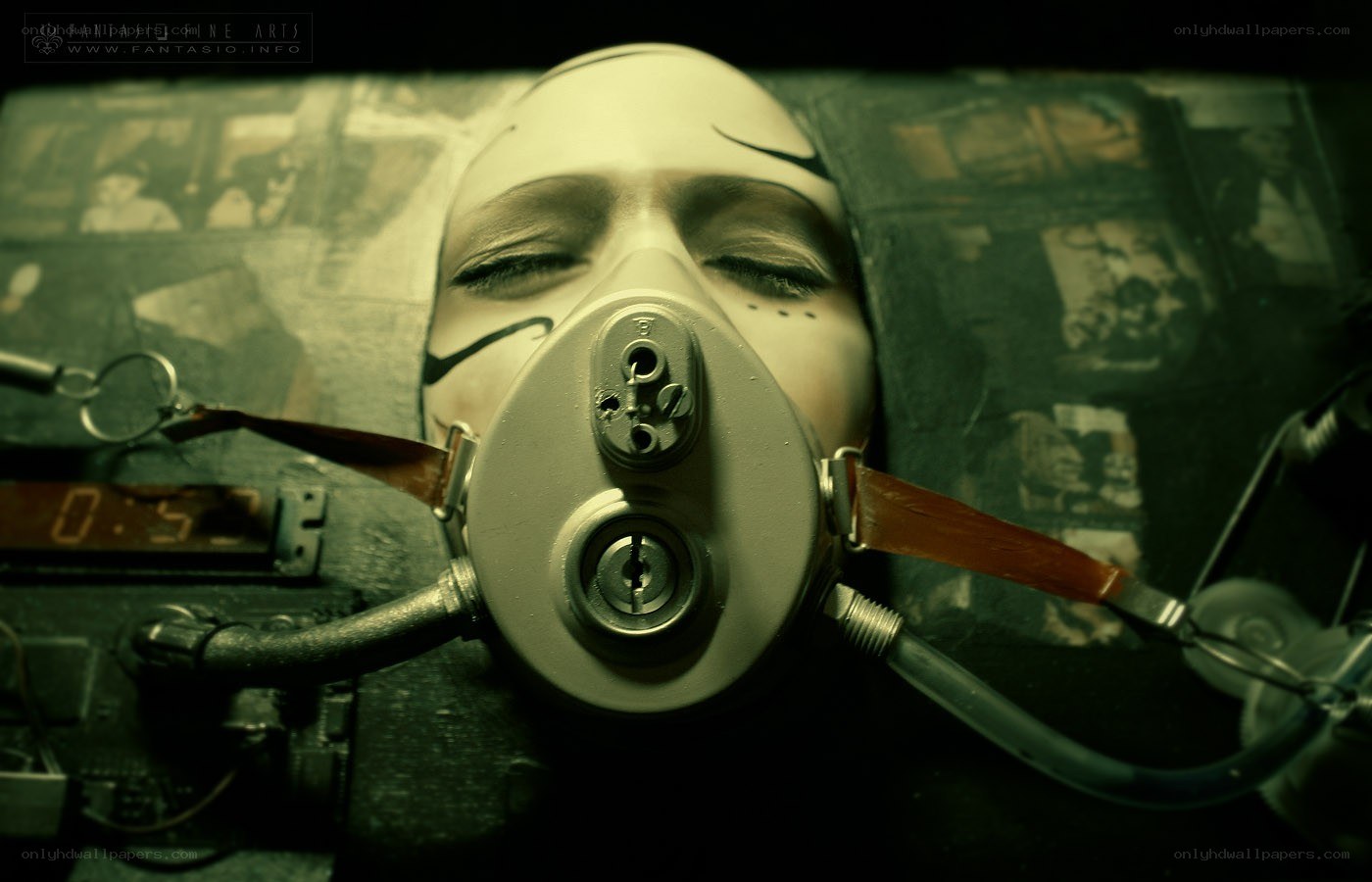person with gas mask