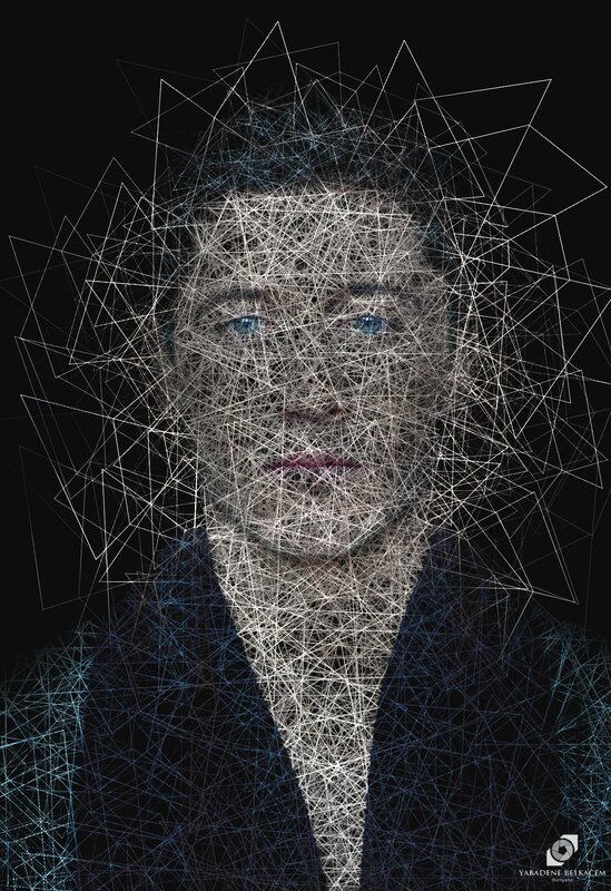 Person with Geometric Lines
