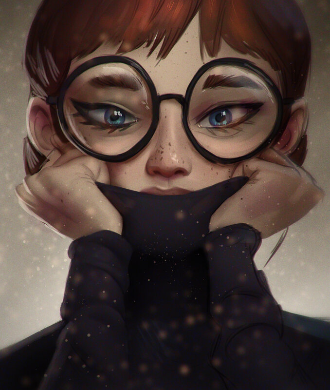 Person with Glasses — Brown, Contemplative