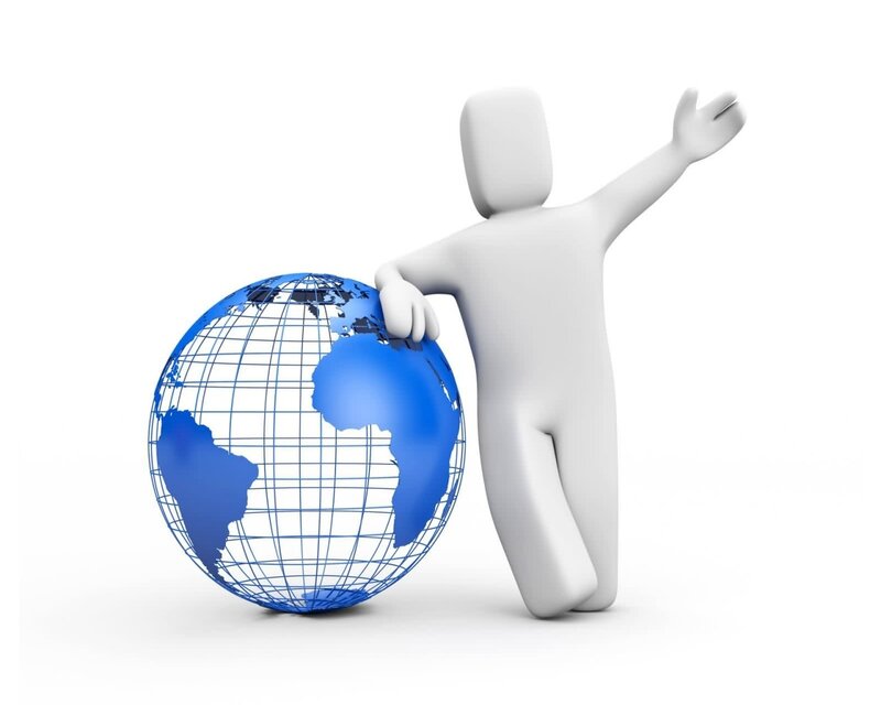 person with globe model