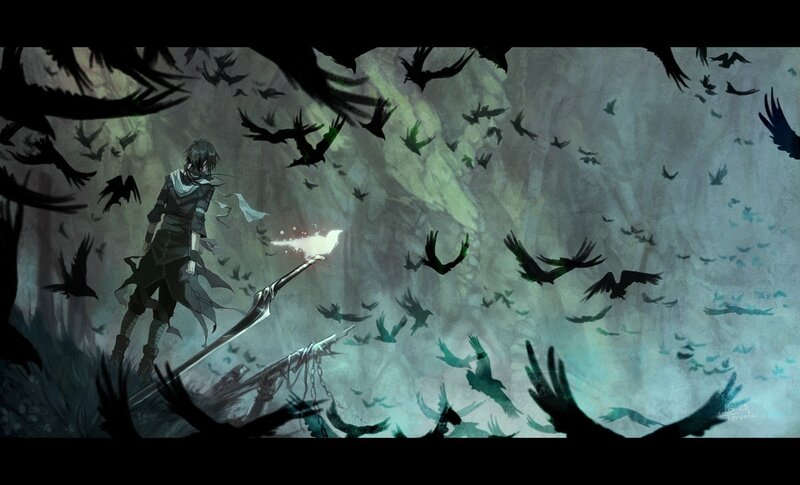 Person with Glowing Bird — Green