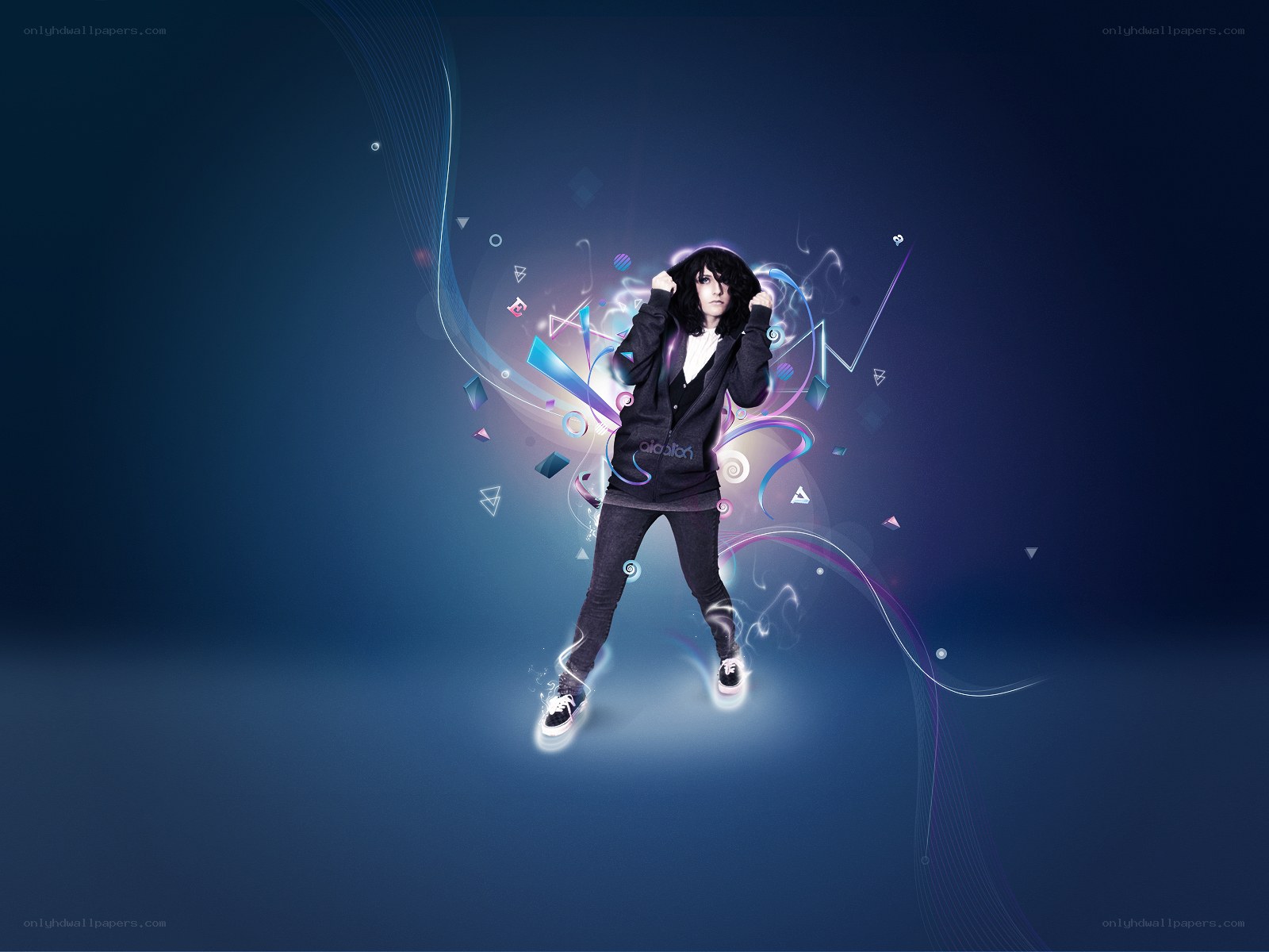 person with glowing effects