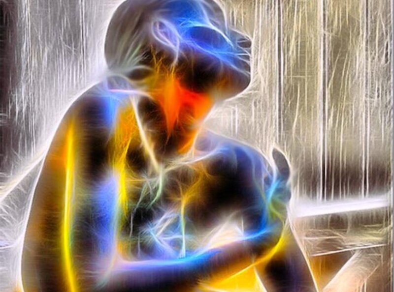 Person with Glowing Energy — Blue