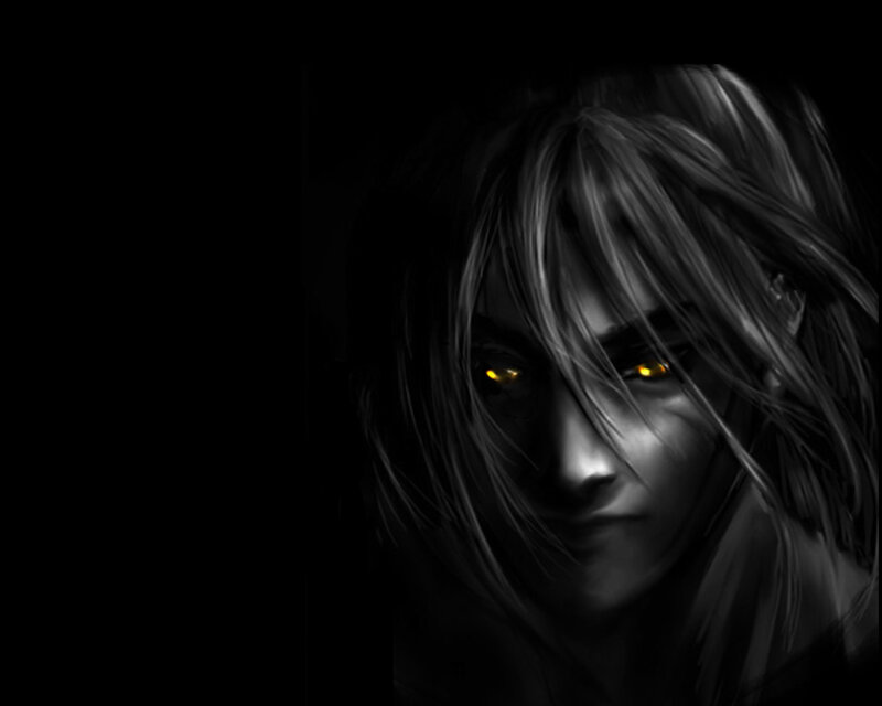 Person with Glowing Eyes — Black, Dark, Digital Art
