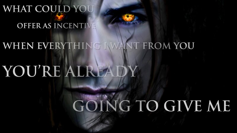 Person with Glowing Eyes — Black, Dramatic, Digital Art, Text