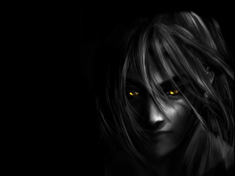 Person with Glowing Eyes — Black, Dramatic