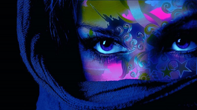 Person with Glowing Eyes — Blue