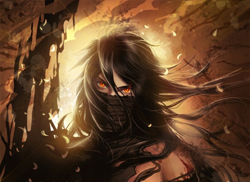 Person with Glowing Eyes — Brown, Dramatic