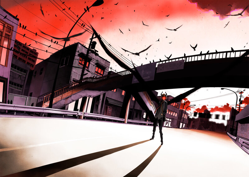 Person with Glowing Eyes — Red, Dramatic