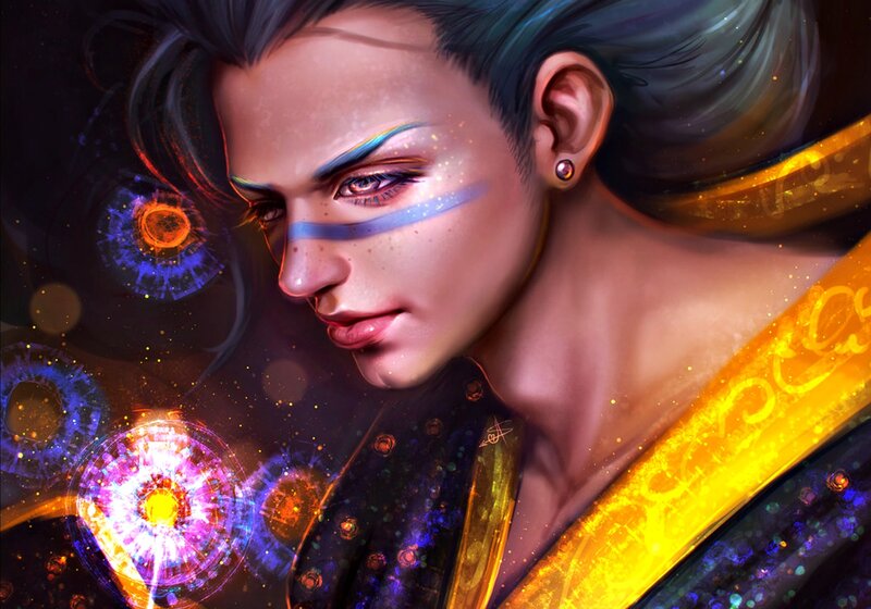 Person with Glowing Face Paint — Black