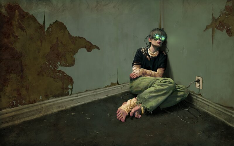 Person with Glowing Goggles — Green