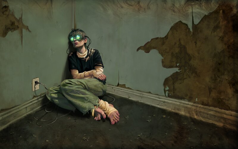 Person with Glowing Goggles