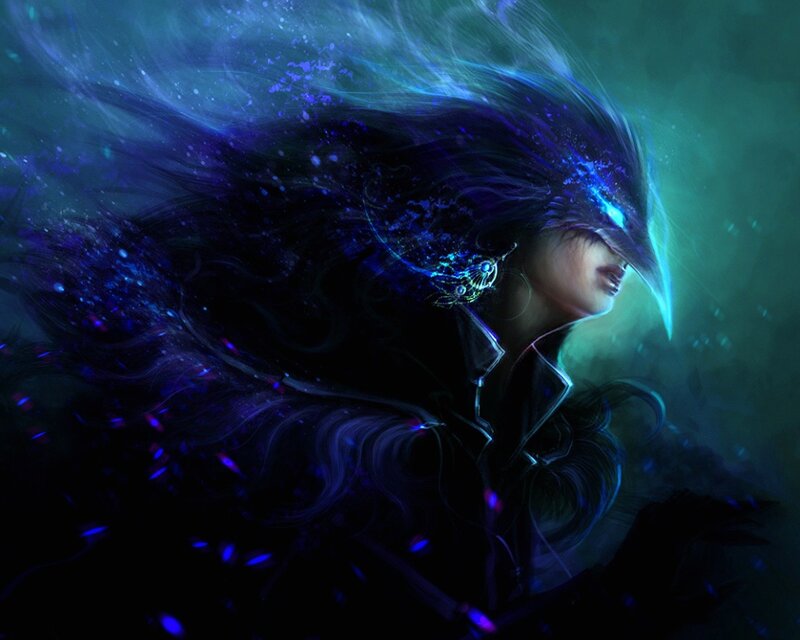 Person with Glowing Hair — Blue, Dramatic