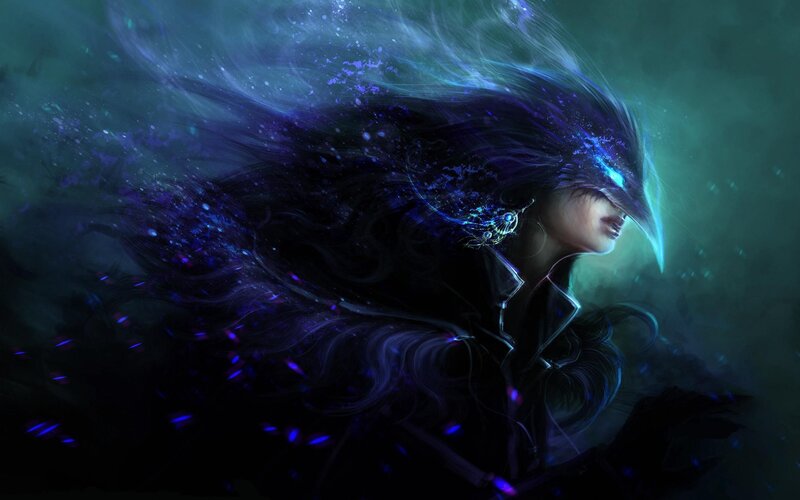Person with Glowing Hair — Blue