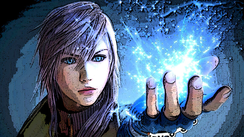 Person with Glowing Hand — Blue