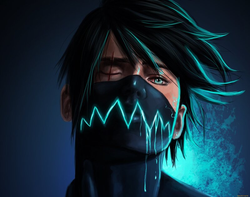 Person with Glowing Mask