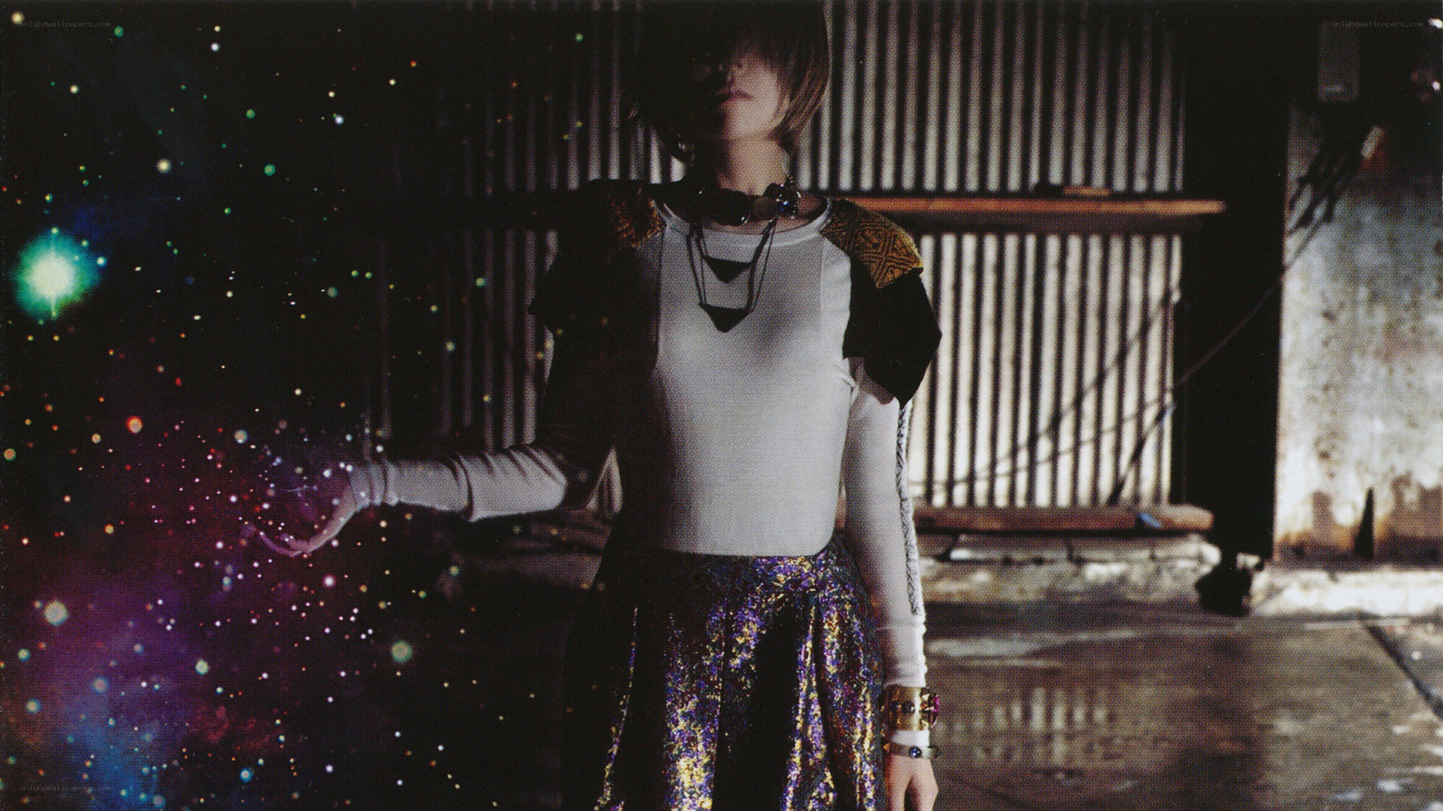 person with glowing particles