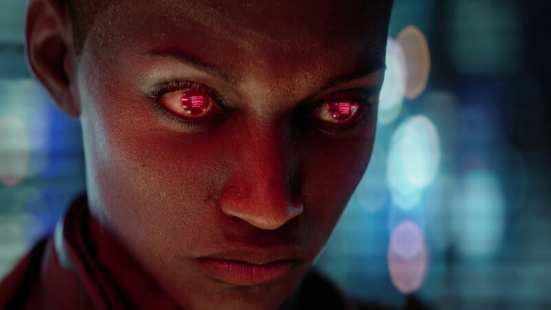 Person with Glowing Red Eyes
