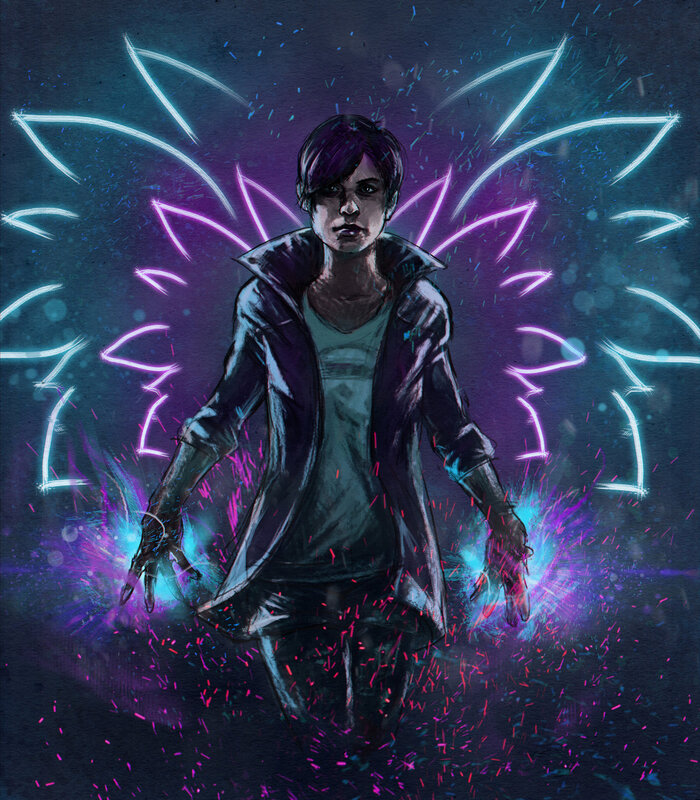 Person with Glowing Wings — Purple