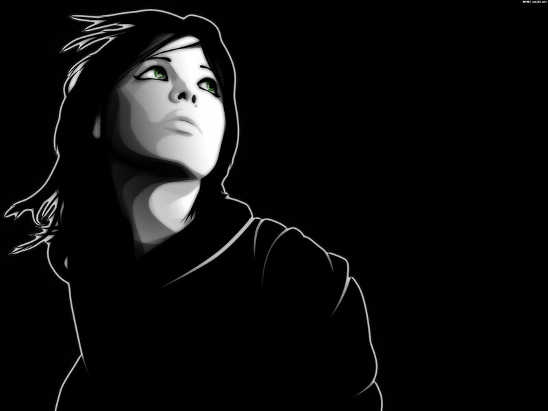 Person with Green Eyes — Black, Dramatic, Digital Art