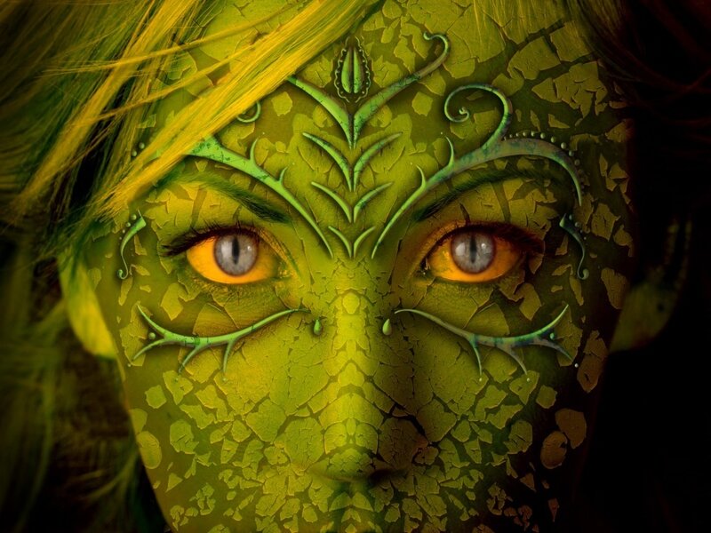 Person with Green Face Paint