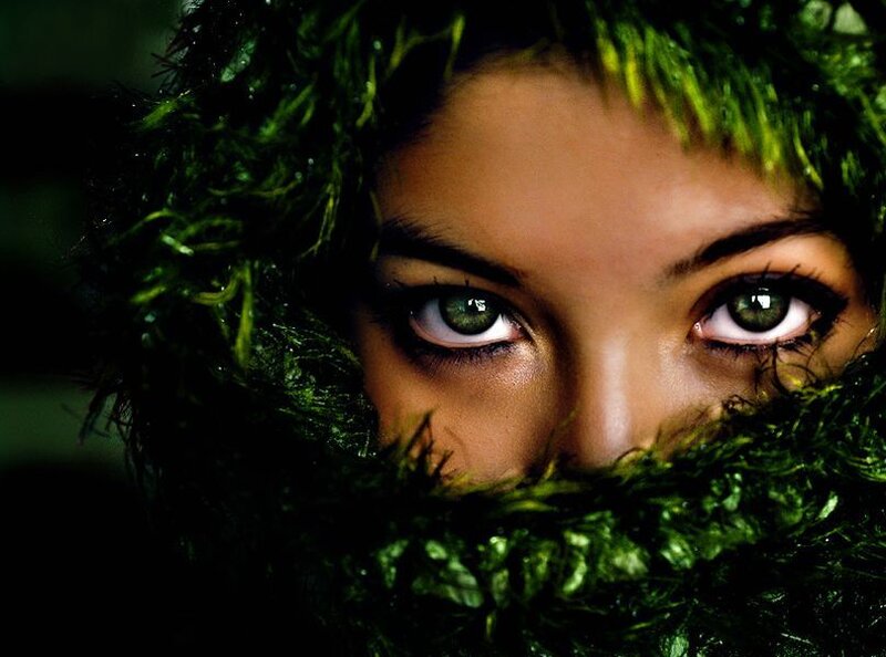 Person with Green Foliage