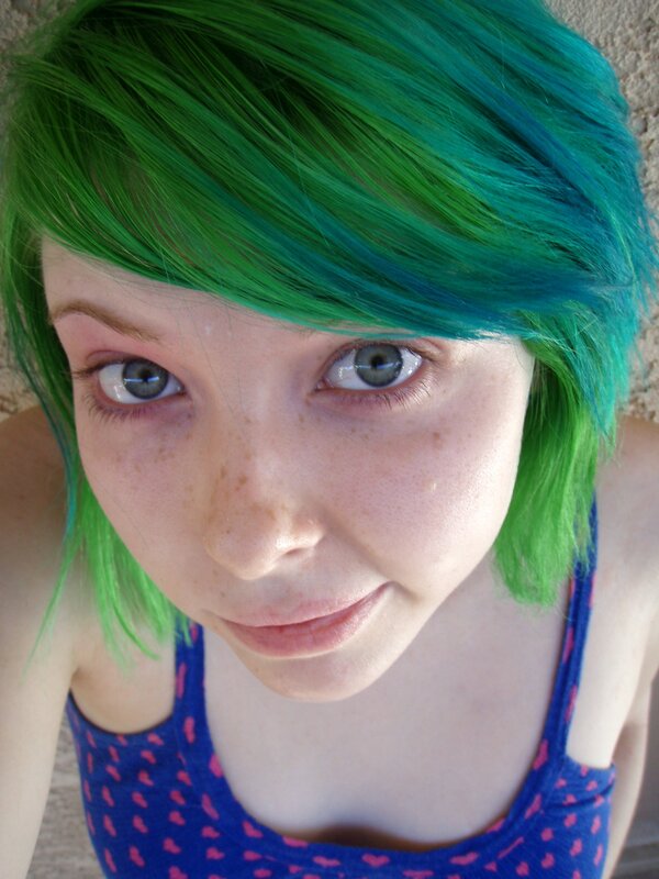 person with green hair