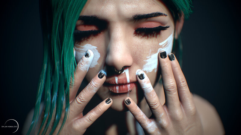 Person with Green Hair — Dramatic