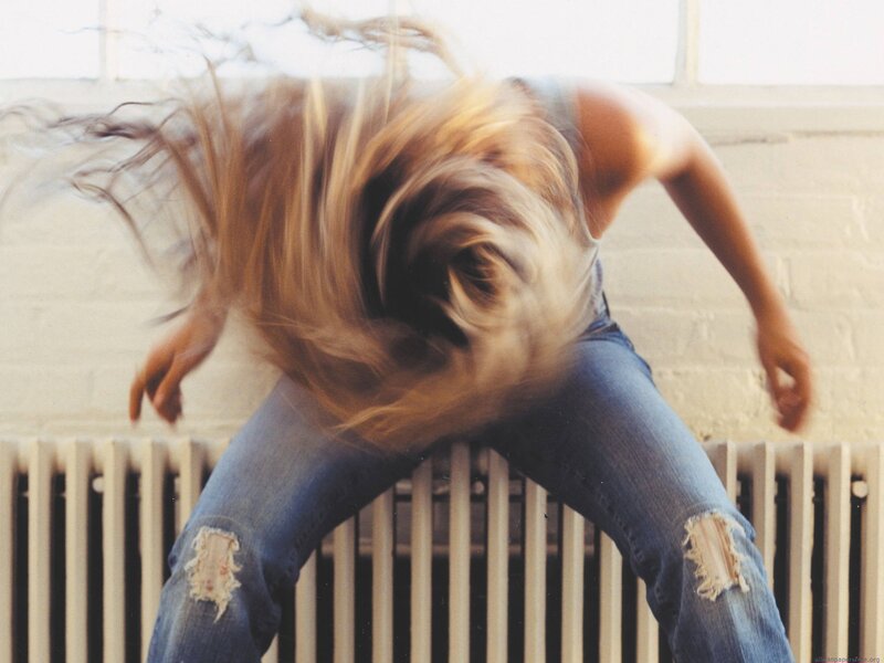 person with hair in motion